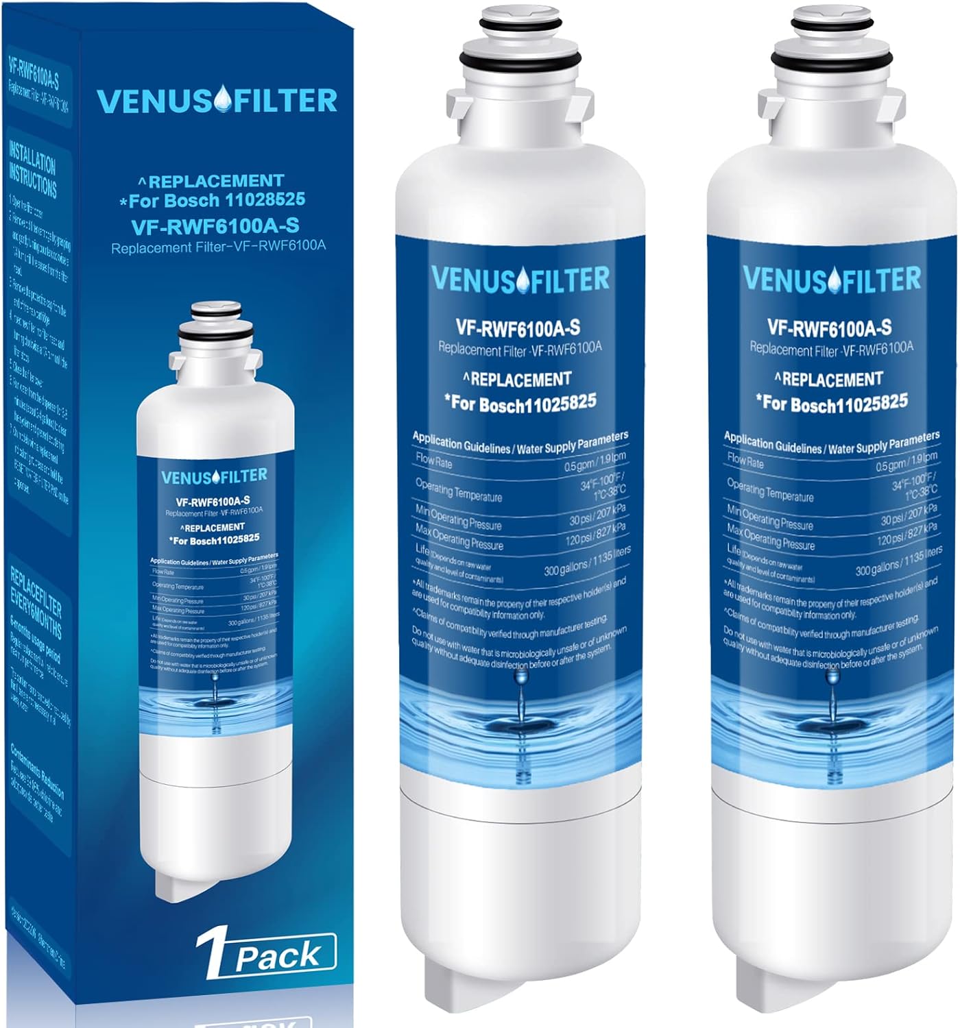 12033030 Replacement Water Filter for Bosch - 2 Pack Quality