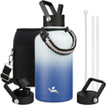 Half Gallon Insulated Water Bottle with Straw 64 oz Sky - 3 Lids