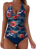 Women Halter Tankini Two Piece Swimsuit - Tummy Control Fit