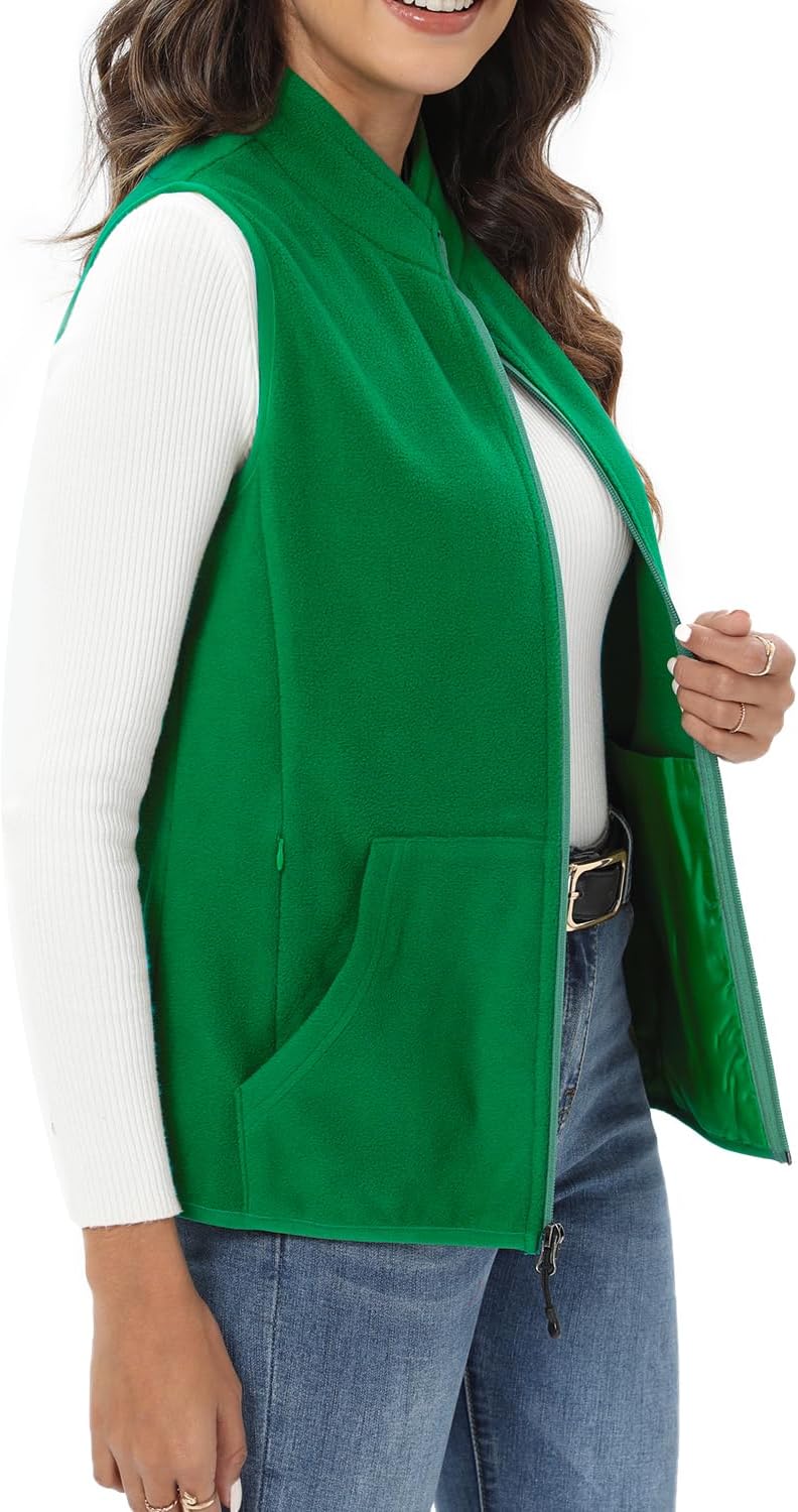 Xeoxarel Women's Fleece Vest with 6 Pockets for Comfort