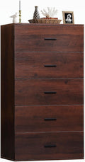 Tall Dresser for Bedroom 5-Drawer Wood Chest - Modern Minimalist