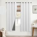 Mrs.Naturall White Grommet Linen Blackout Curtains 52x63 in - Full
