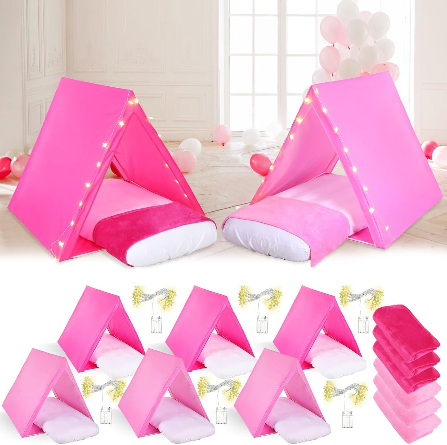 Kids Teepee Set: Lights, Airbed, Blankets - Perfect for Slumber Parties!