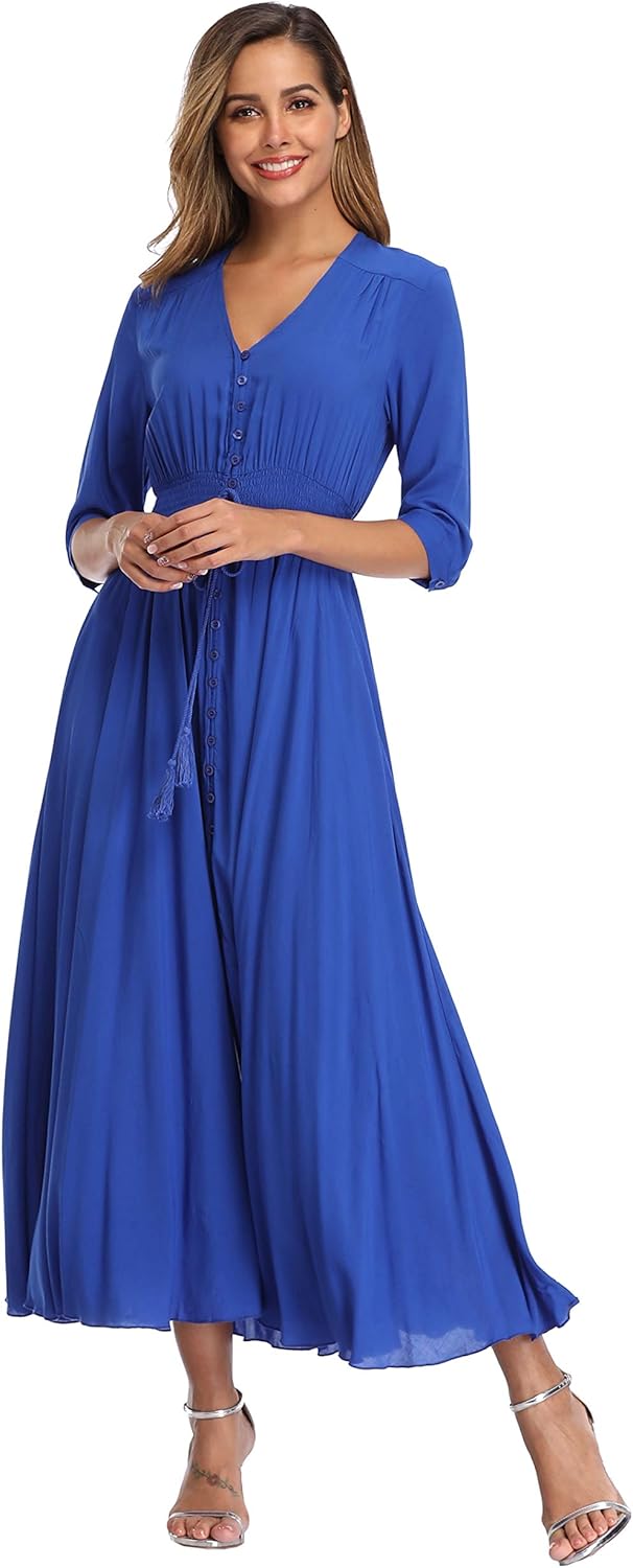 VintageClothing Women's Floral Maxi Dresses for Summer Fun