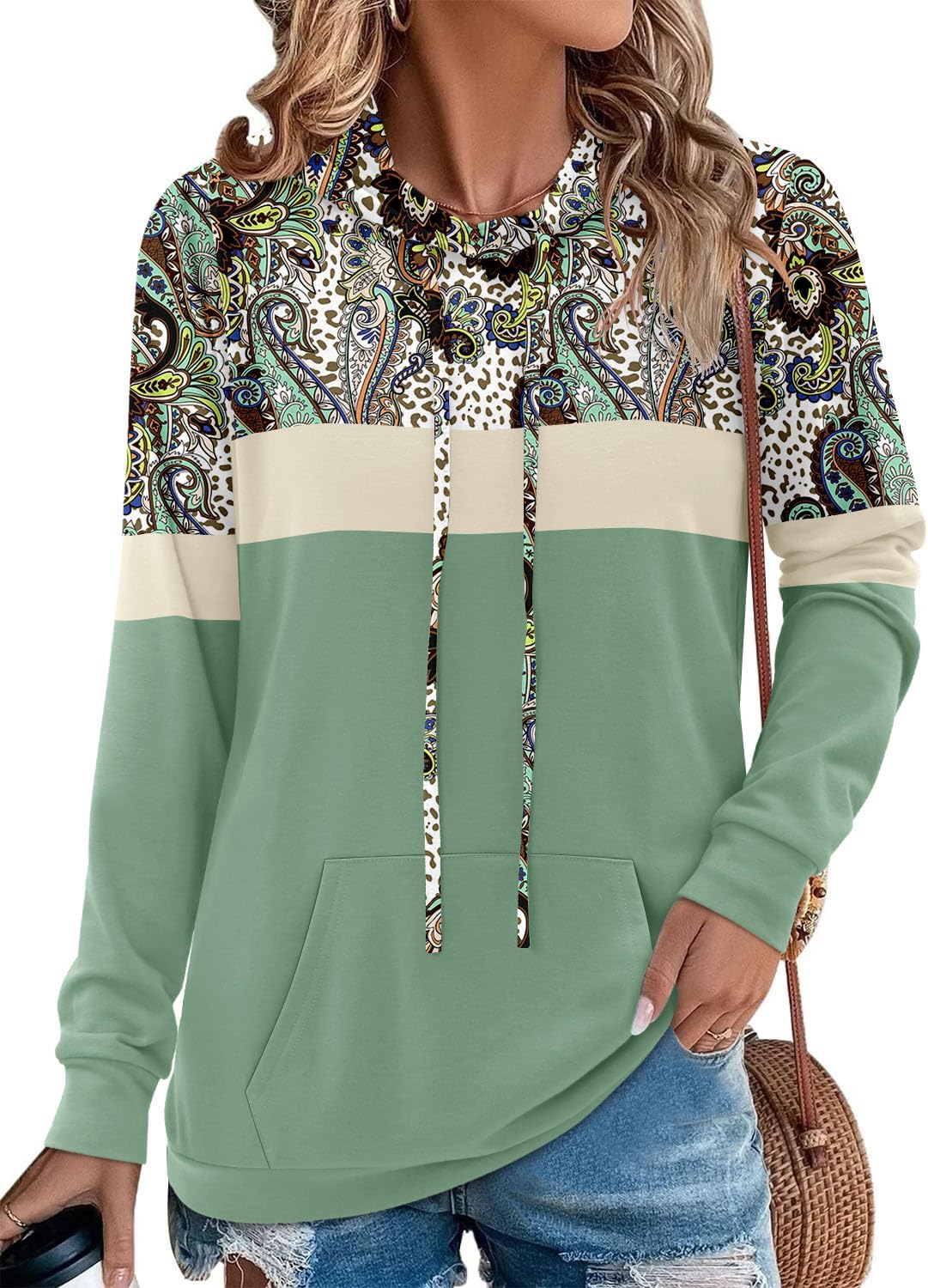 Angerella Hoodies for Women Camo Leopard Print Pullover Sweatshirt
