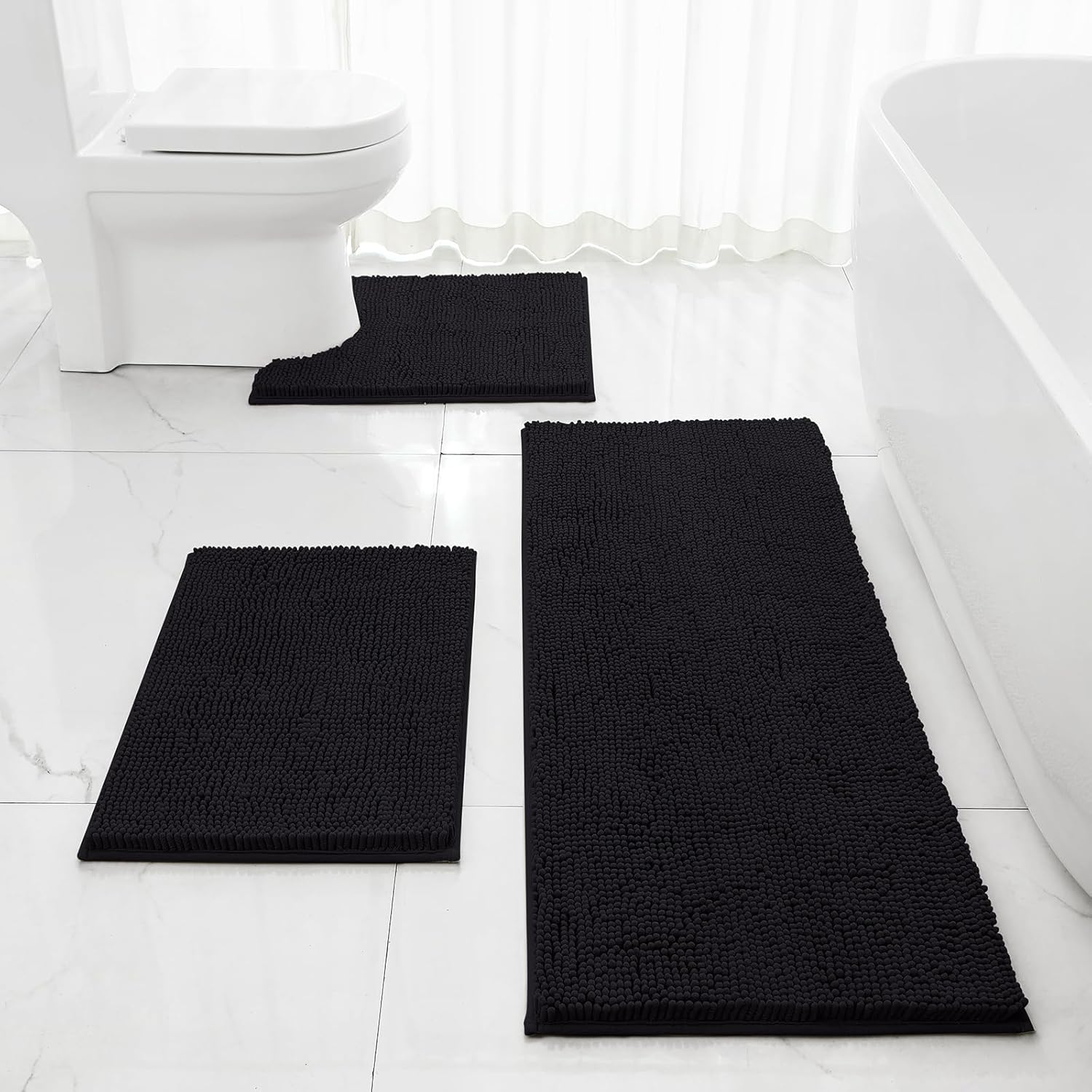 HOMEIDEAS 3 Pieces Bathroom Rugs Set for Ultimate Comfort