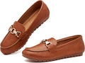 Womens Faux Leather Loafers Slip-On Flats - Cushioned Comfort