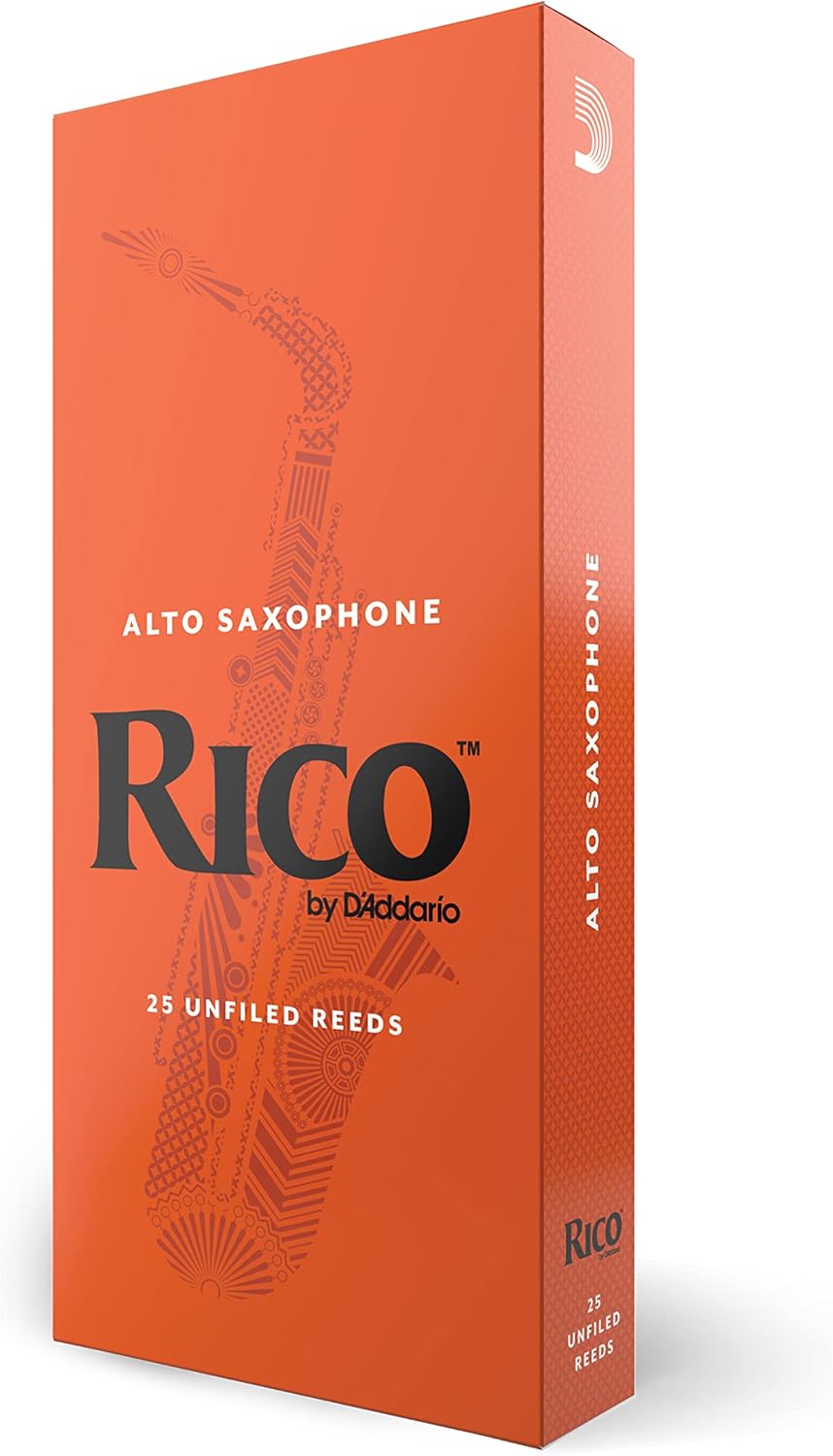 Rico Saxophone Reeds for Alto Sax, Strength 3.5, 25-Pack