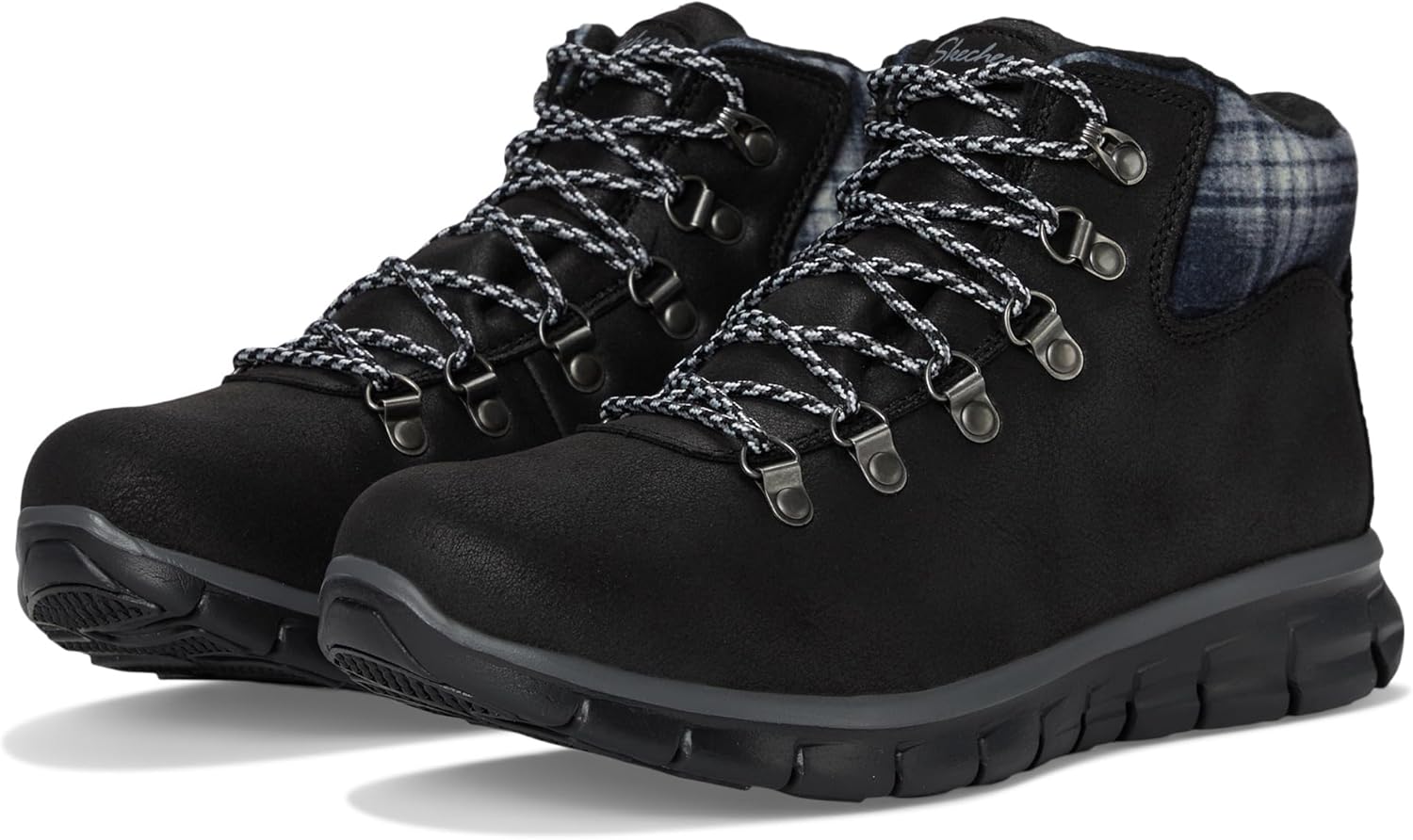Skechers Synergy-Plaid: Stylish Ankle Boot