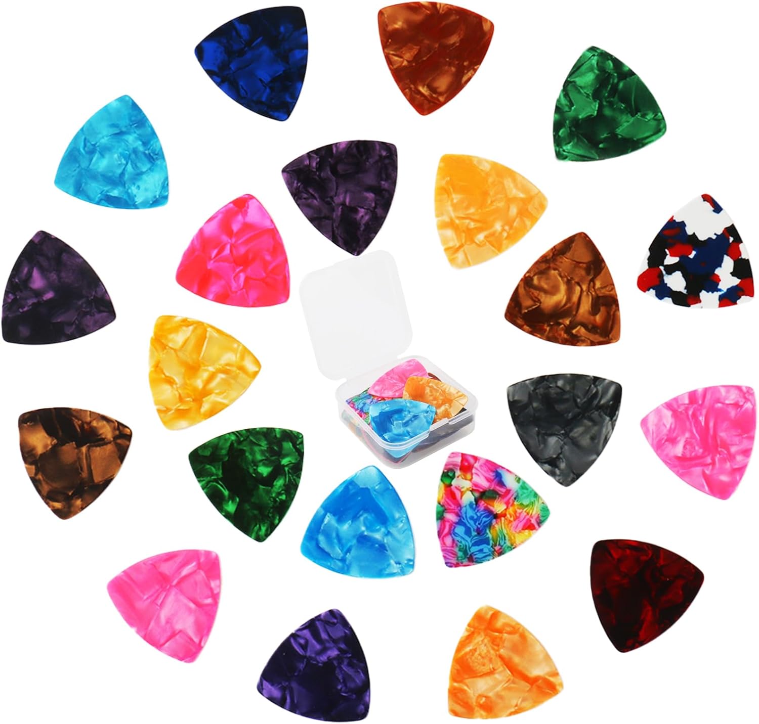 Olen Triangle Guitar Picks Set - Anti Slip Grip, Rainbow Colors, 21 Pieces