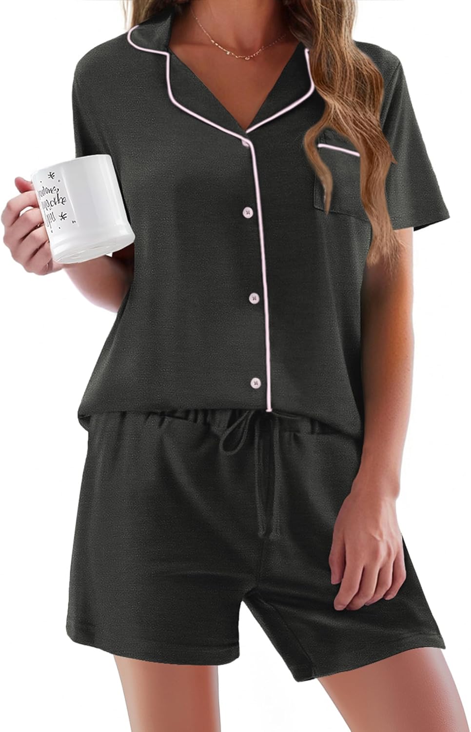 Ekouaer Pajamas Set for Women Soft 2 Piece Lounge Sets