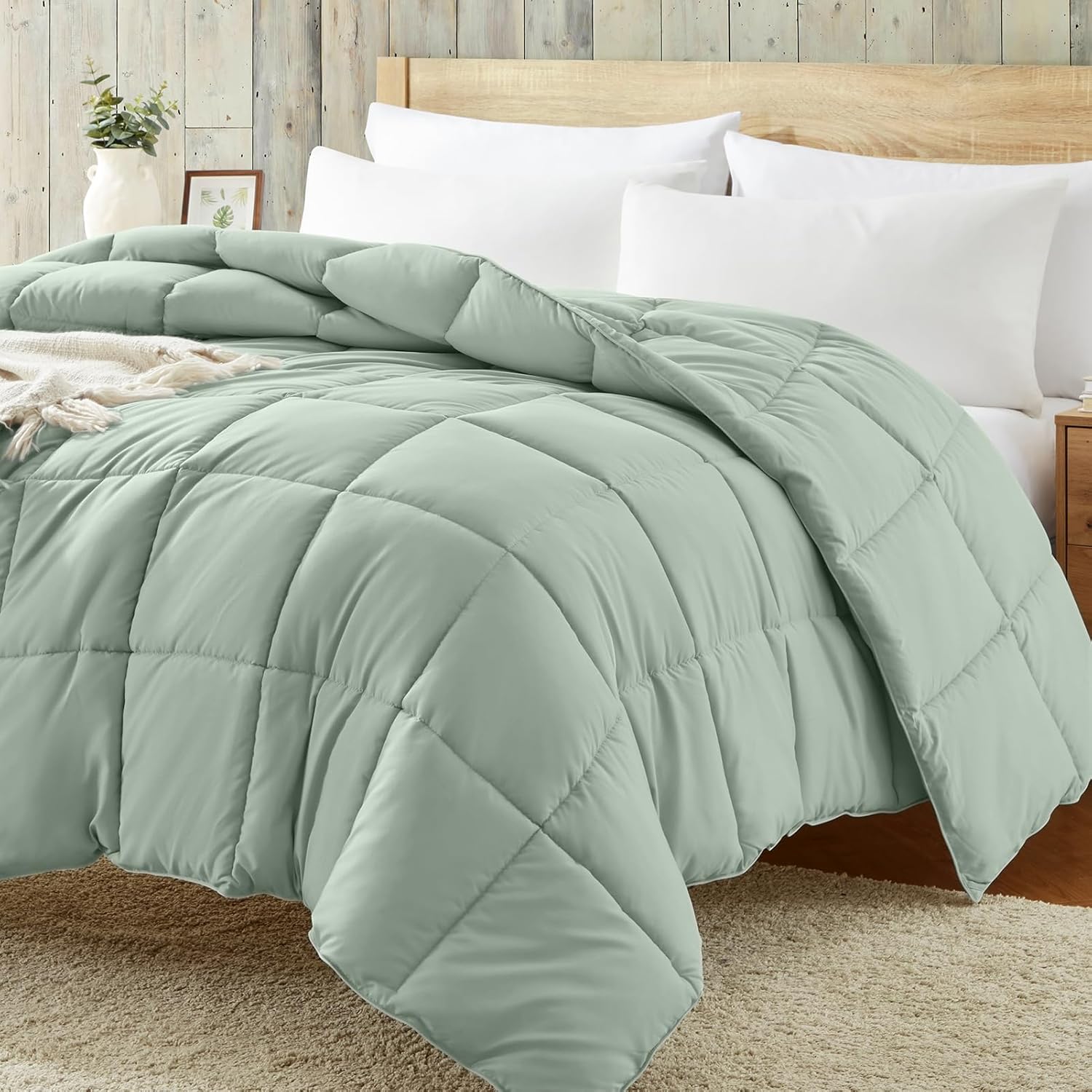 Comforters Queen Size Green Duvet Insert Lightweight Bedding