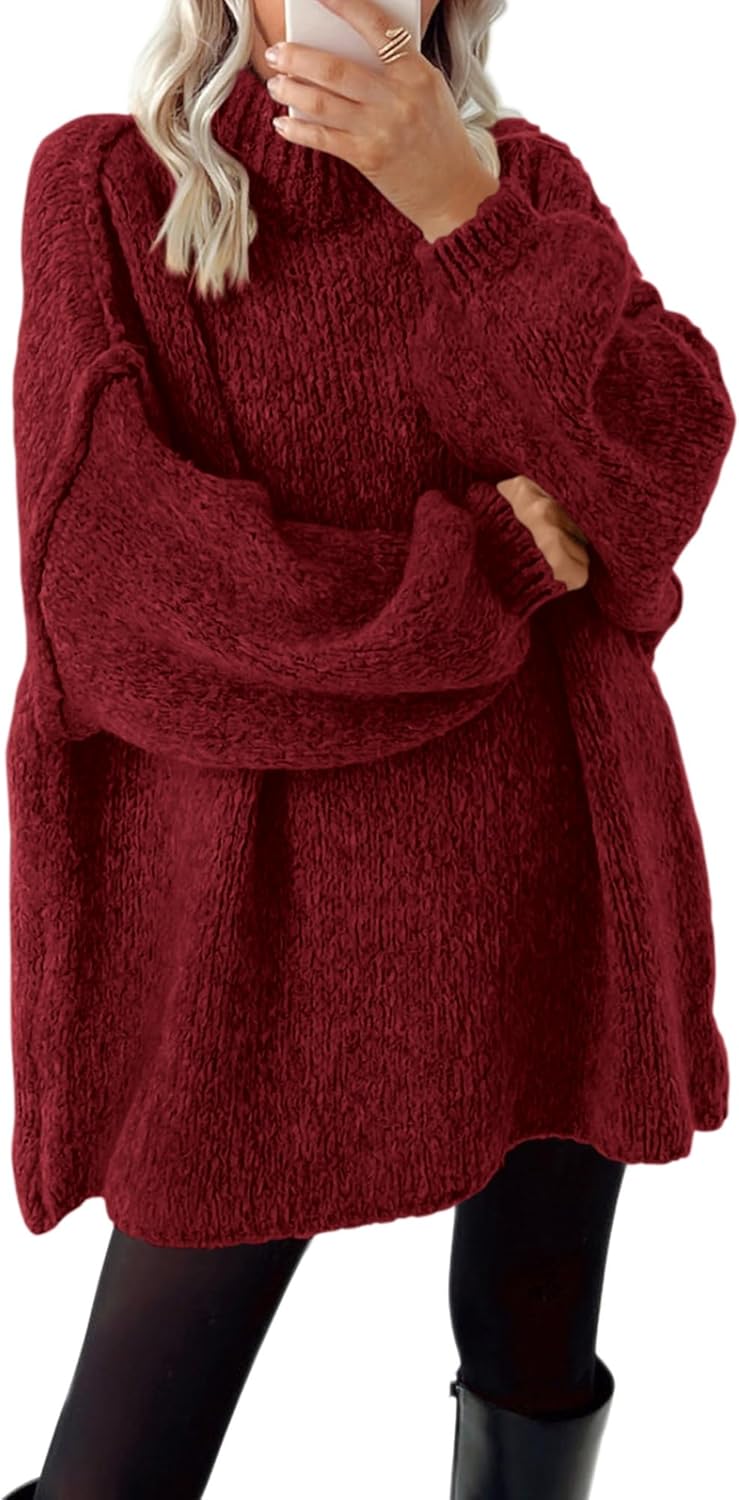 Oversized Mock Neck Cable Knit Sweater for Women in Fall 2025