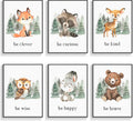Framed Woodland Nursery Animal Canvas Wall Art - 6 Piece Set