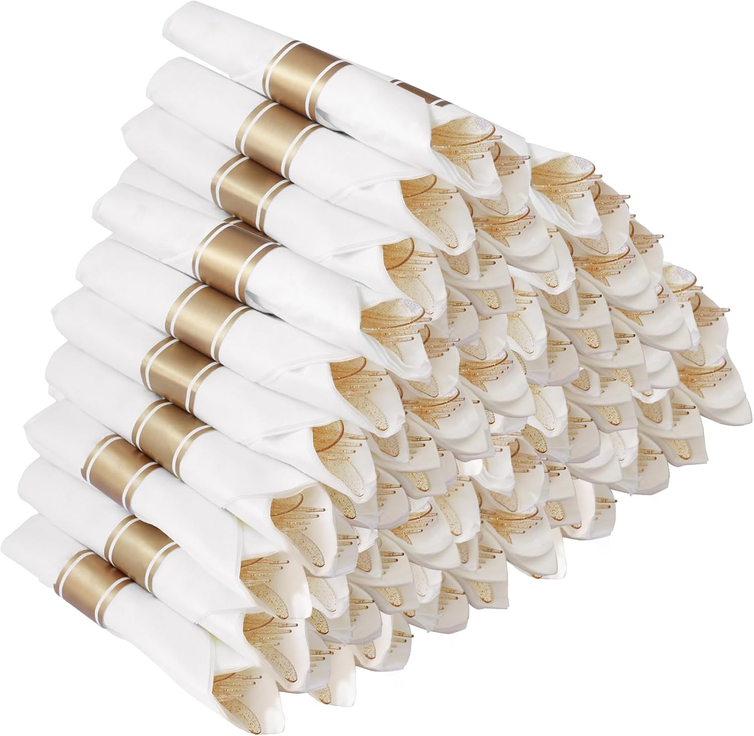 Pre Rolled Gold Glitter Plastic Silverware Set for Any Occasion