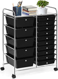 15 Drawer Rolling Storage Cart in Black - Mobile Organizer