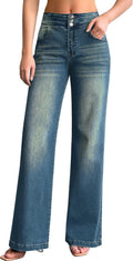 High Waisted Wide Leg Jeans for Women in Stretch Denim Comfort