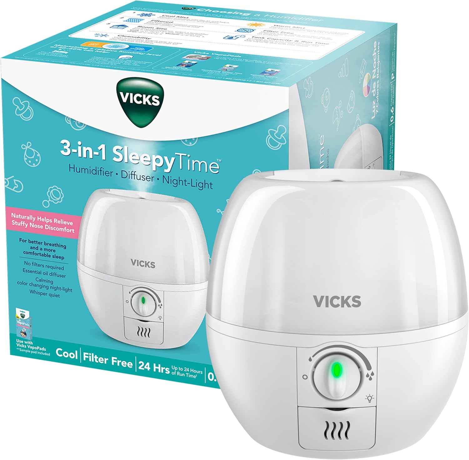 Vicks 3-in-1 SleepyTime Humidifier for Better Sleep and Breathing