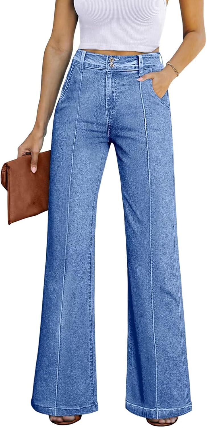 Wide Leg Jeans for Women - Casual Baggy High Waisted Denim
