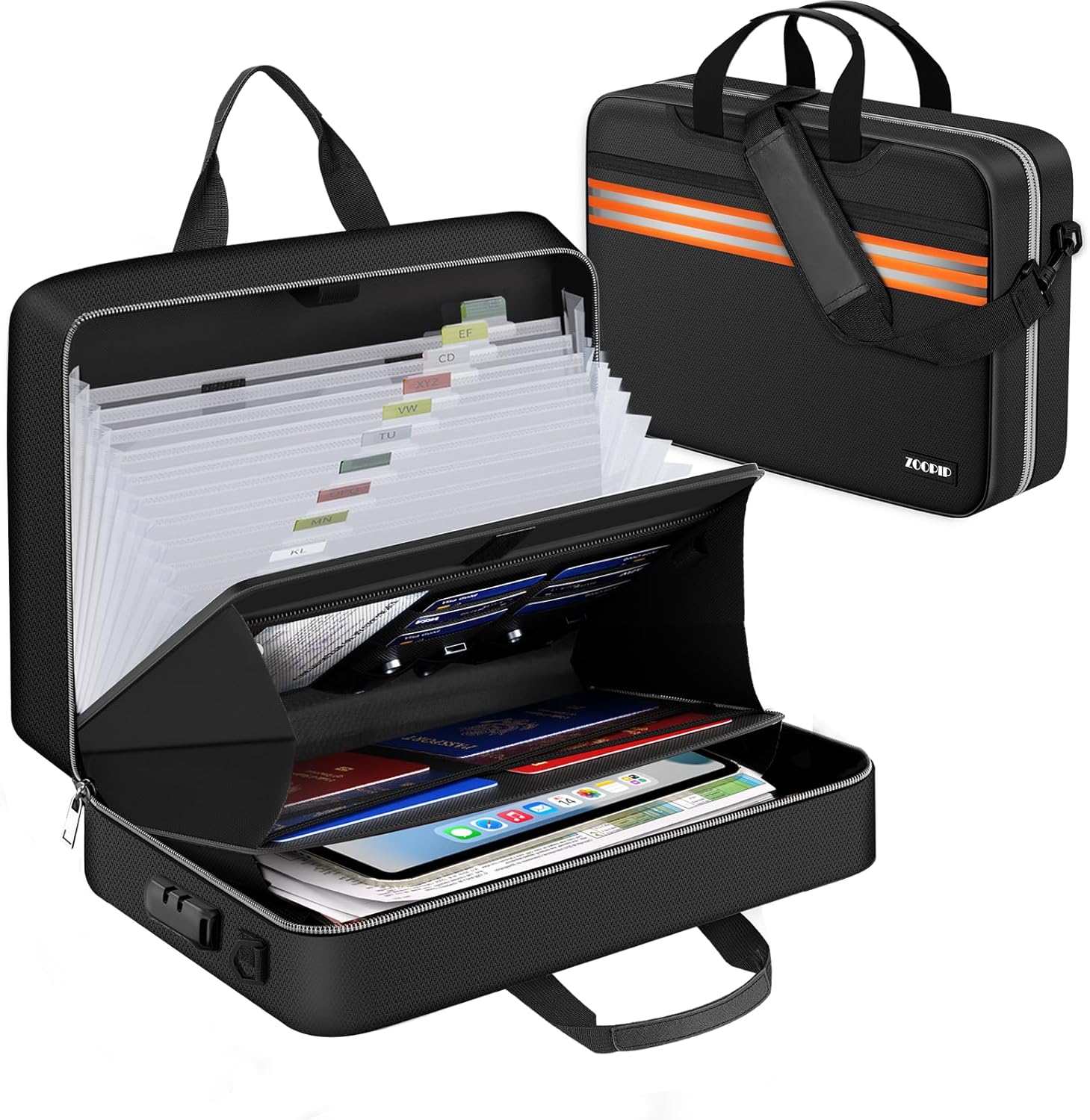Accordion File Organizer with Lock for Safe Document Storage