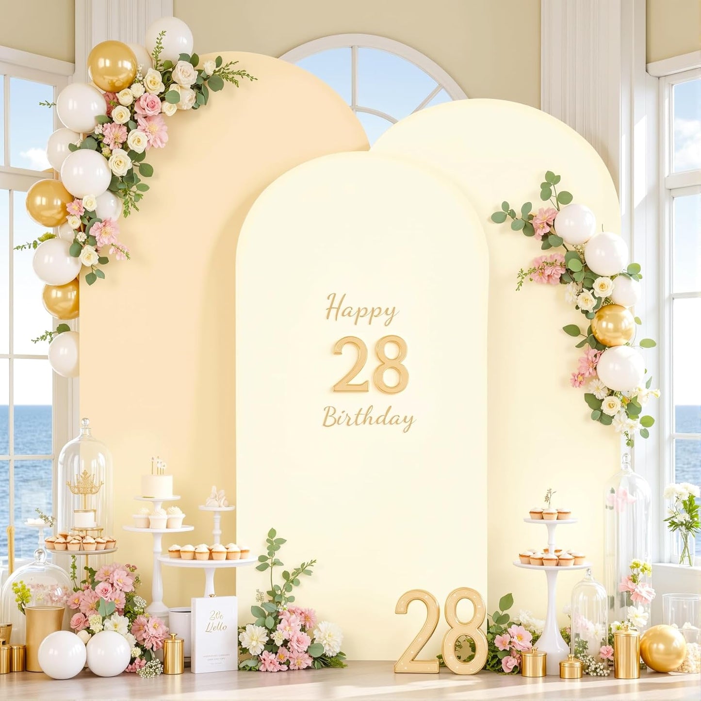 Ivory Arch Backdrop Cover Set of 3 for Weddings and Parties