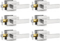 6 Pack Square Door Lever Privacy Lock Handleset in Satin Nickel