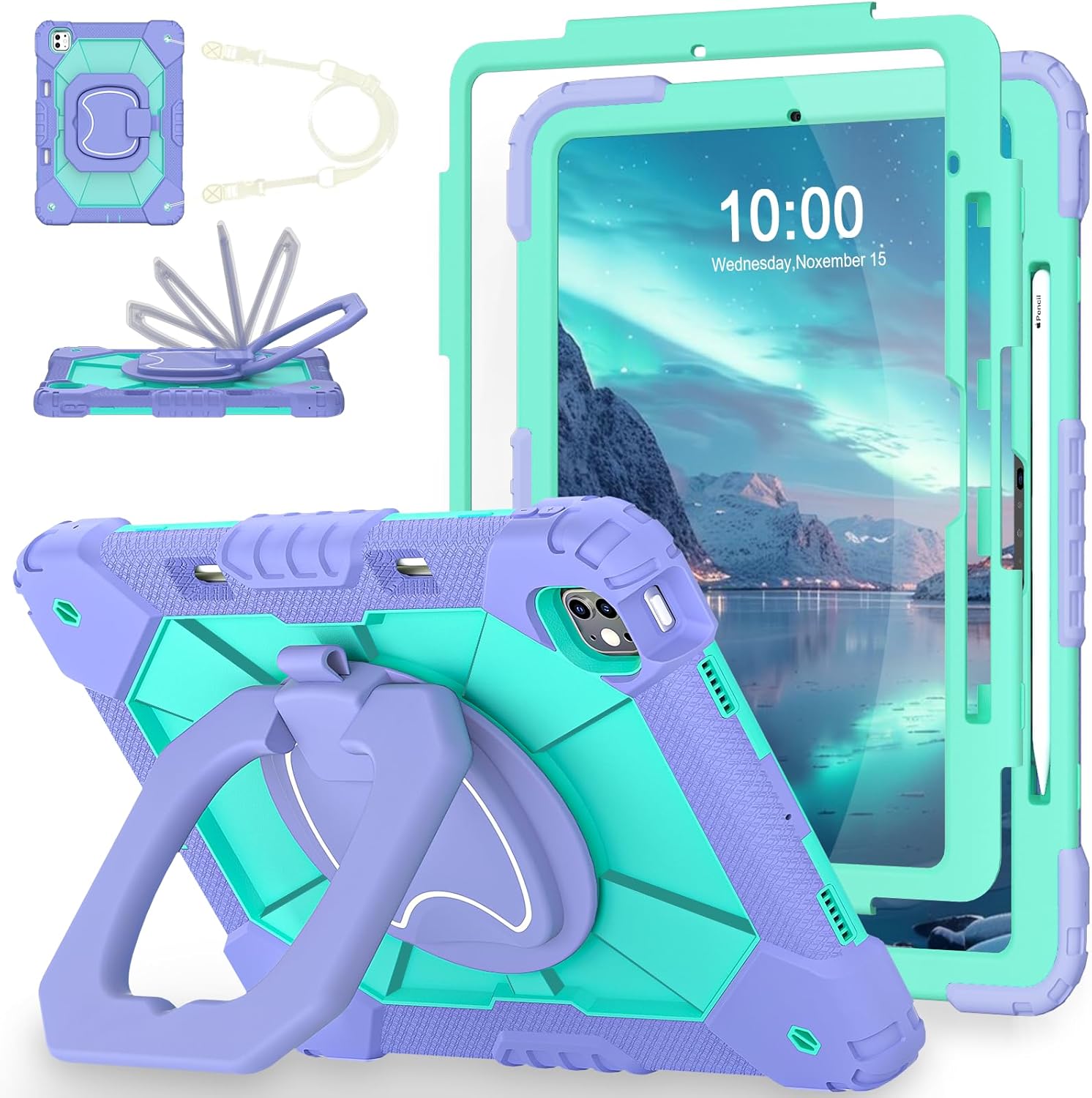 WESOROL iPad Pro 13 Inch Case with 360 Rotating Stand and Strap