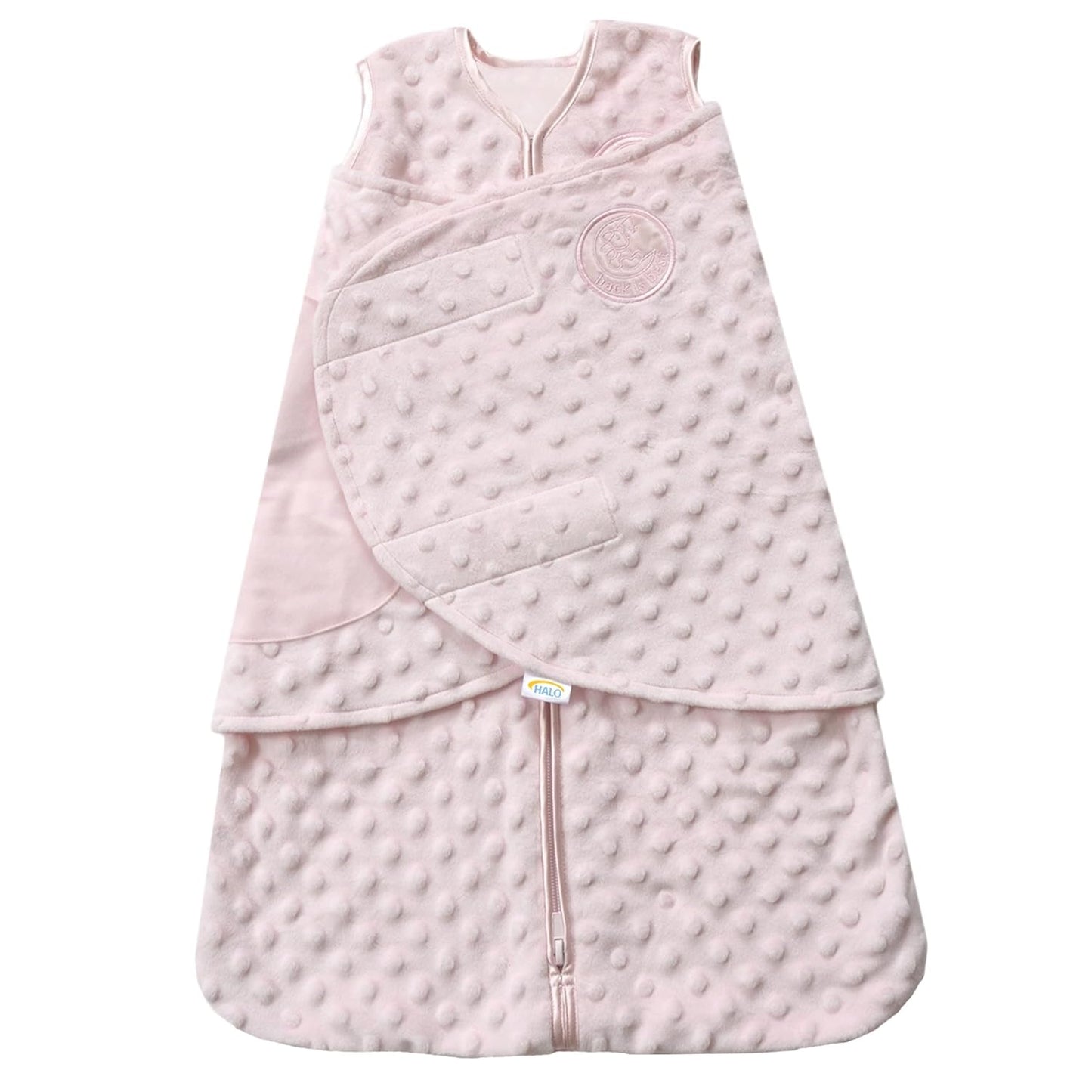 HALO Sleepsack Plush Dot Velboa Swaddle for Safe Sleep
