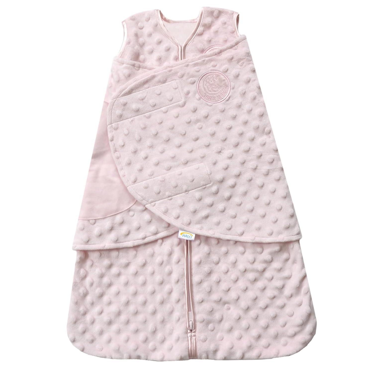 HALO Sleepsack Plush Dot Velboa Swaddle for Safe Sleep
