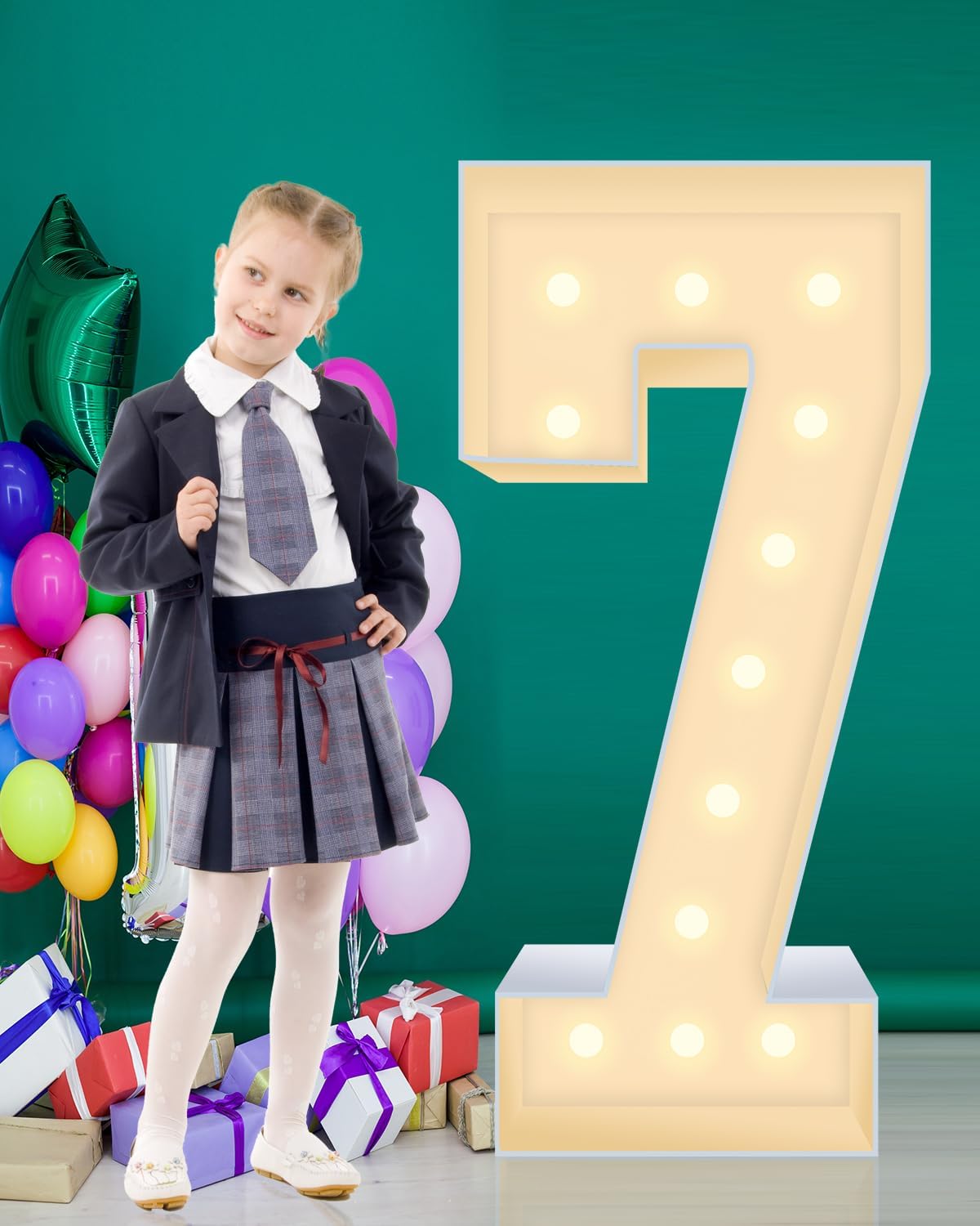 4ft Light Up Marquee Numbers 7 Sign for Parties and Events