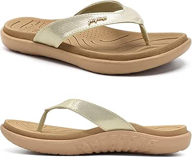 Womens Fashion Orthotic Flip Flops with Arch Support for Comfort