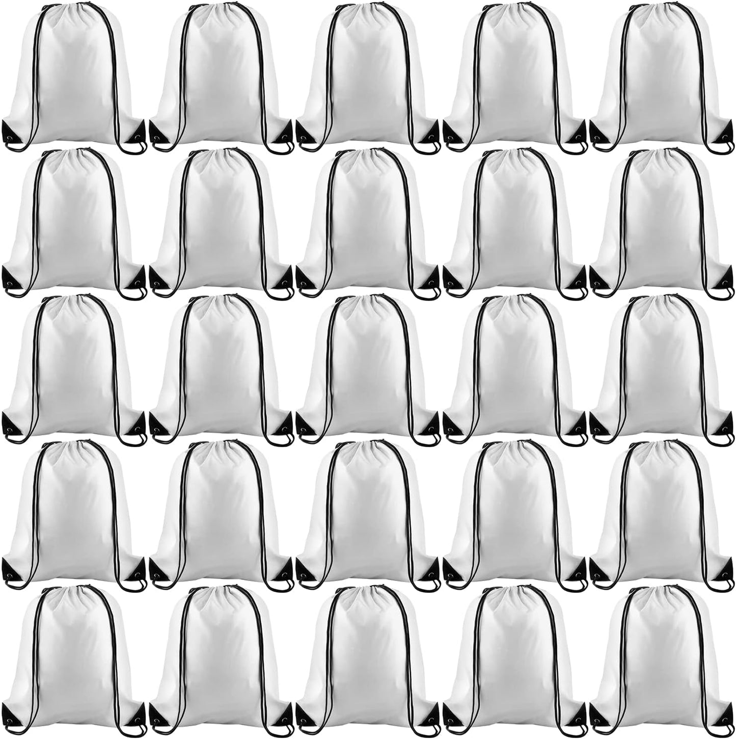 KUUQA 60Pcs White Drawstring Backpack Bags for Sports & Travel