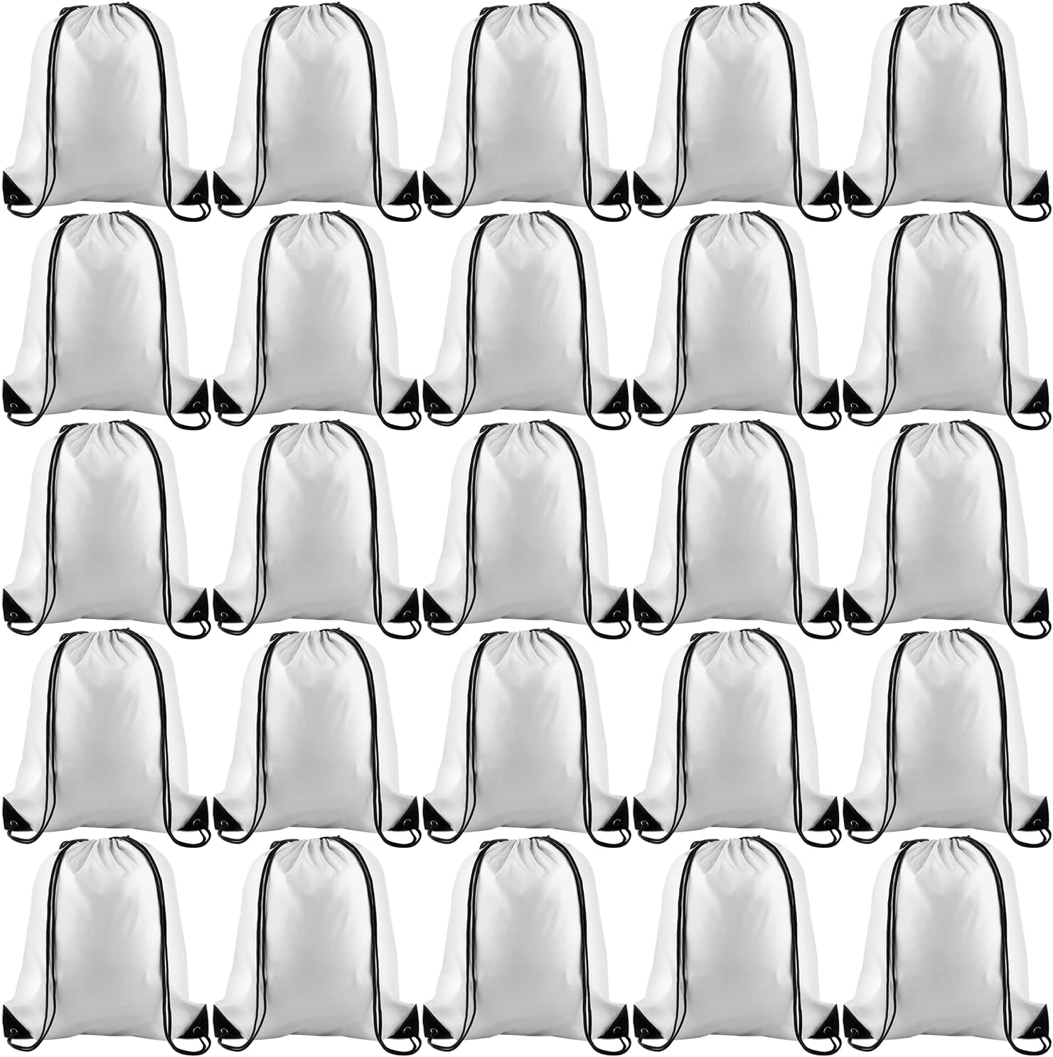 KUUQA 60Pcs White Drawstring Backpack Bags for Sports & Travel