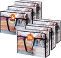 Clear Clothes Storage Bags 6 Pack 75L - Foldable Vinyl Organizers