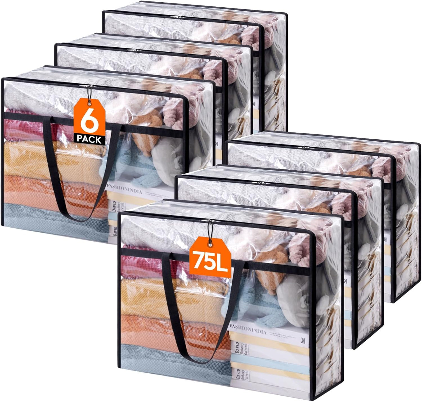 Lifewit 6 Pack Clear Clothes Storage Bags for Bedding and More
