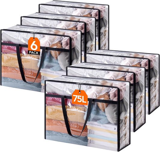Lifewit 6 Pack Clear Clothes Storage Bags for Bedding and More