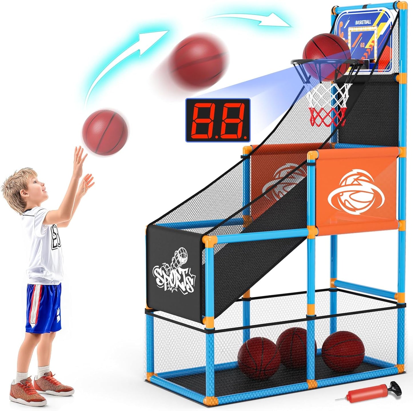 Arcade Basketball Game Set with Electronic Scoreboard for Kids