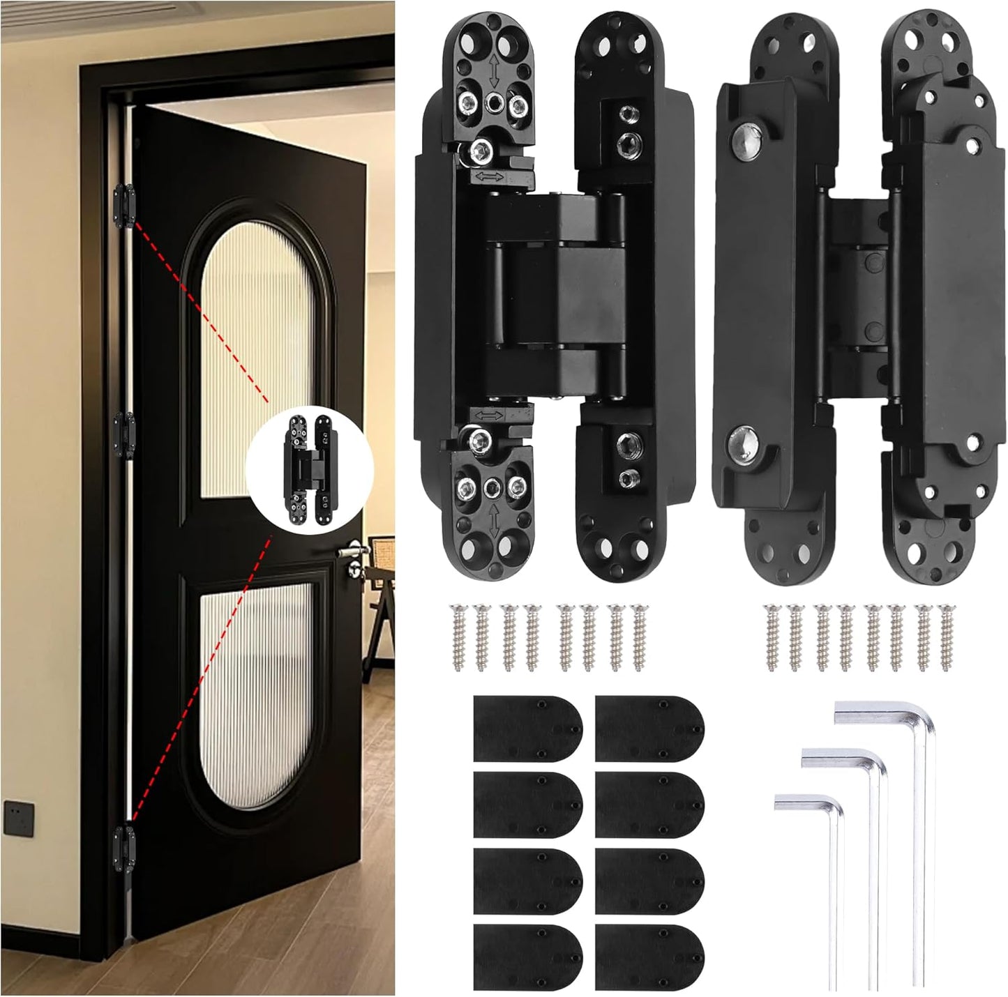 6 Inch Hidden Hinges for Doors - Invisible Concealed Hinges