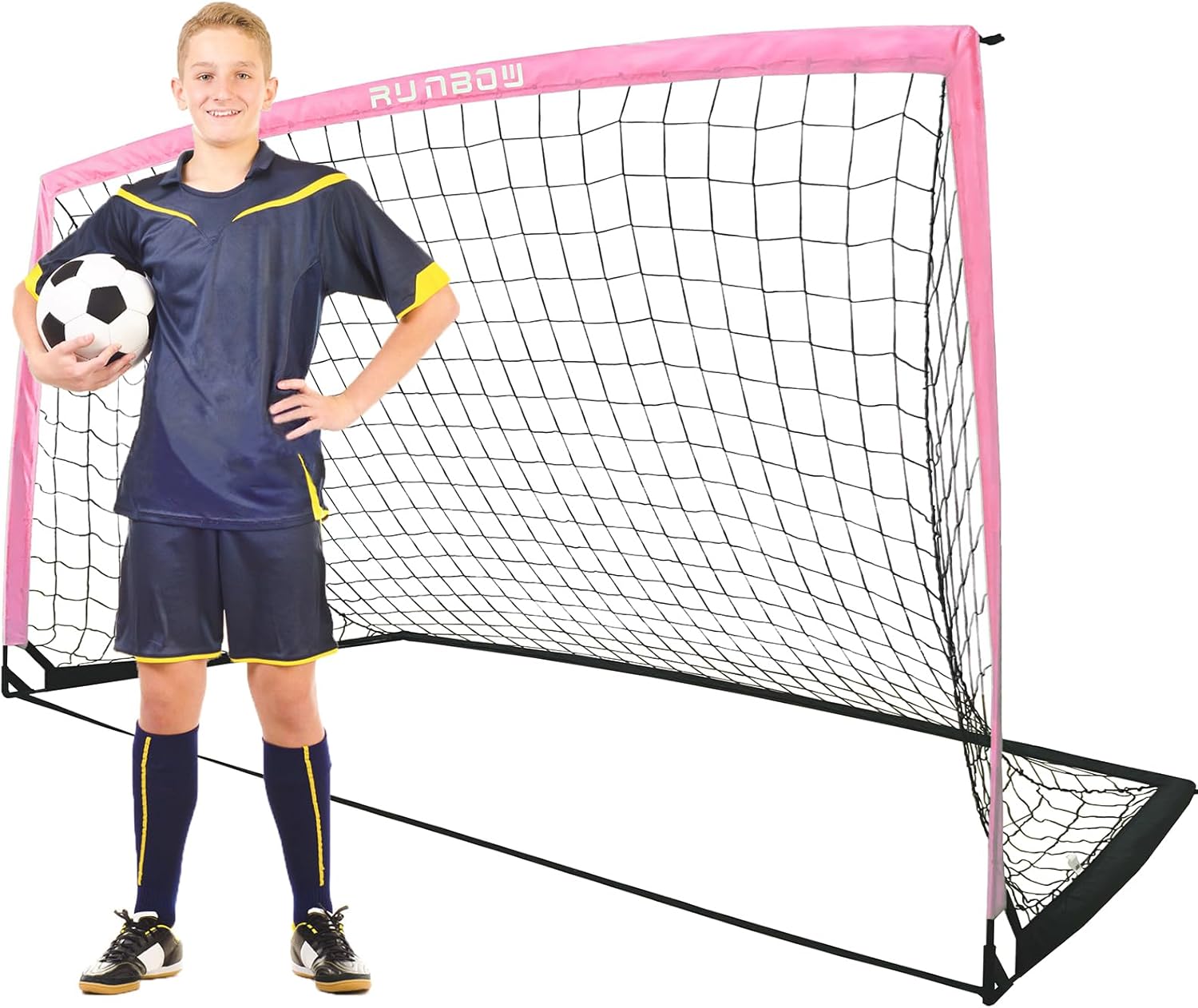 RUNBOW 9x5 ft Portable Kids Soccer Goal for Backyard Fun