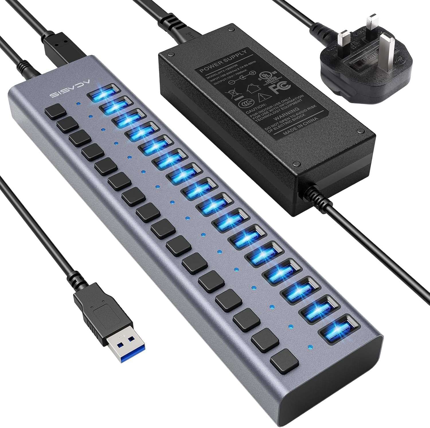 ACASIS 16-Port USB 3.0 Hub - High-Powered Efficiency