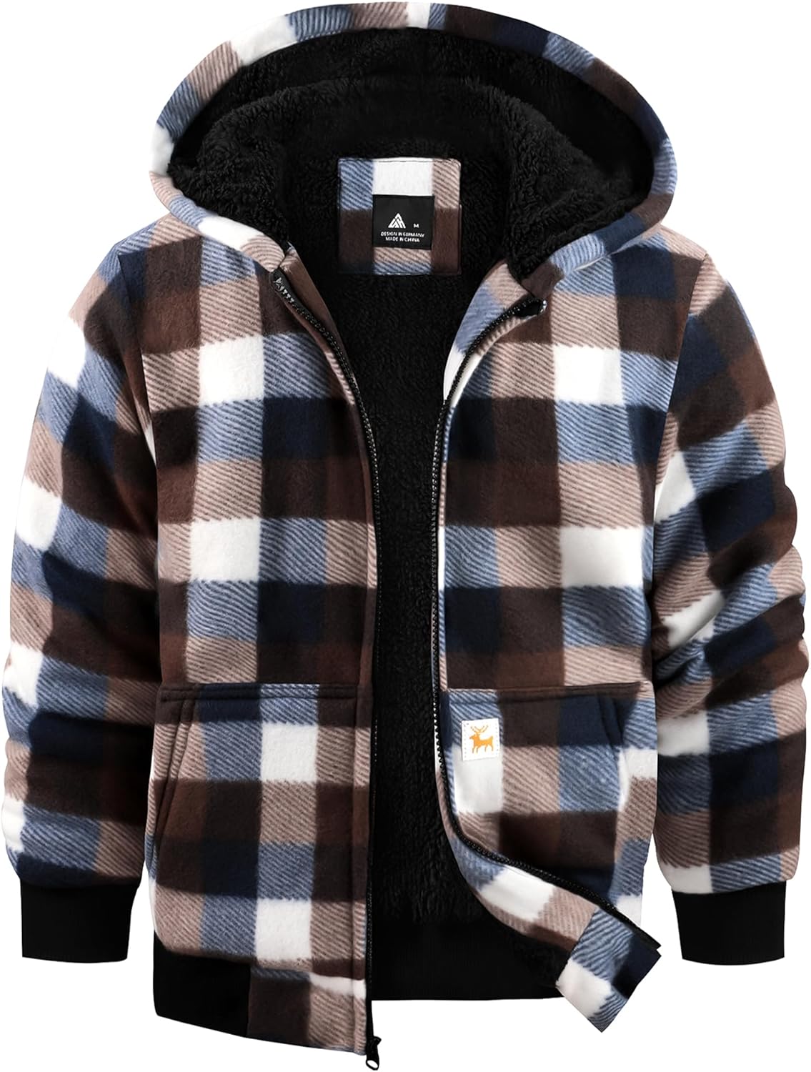 GEEK LIGHTING Boys Flannel Jacket with Sherpa Lining for Winter
