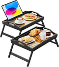 Breakfast in Bed Tray 2 Pack - Bamboo Foldable Bed Table Trays