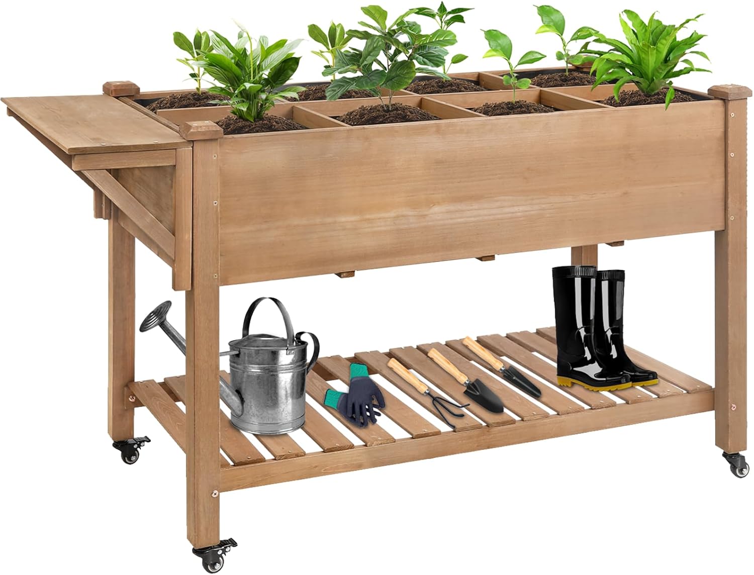 Raised Garden Bed with Lockable Wheels for Easy Mobility