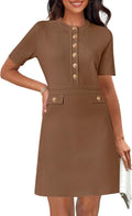 MEROKEETY Knit Bodycon Sweater Dress - Elegant Short Sleeve Mini