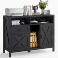 Farmhouse Lateral File Cabinet Black with Door and 2 Drawers - Printer