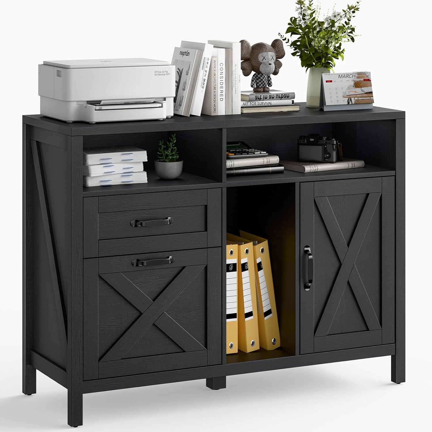 Lateral File Cabinet with 2 Drawers and Door for Home Office