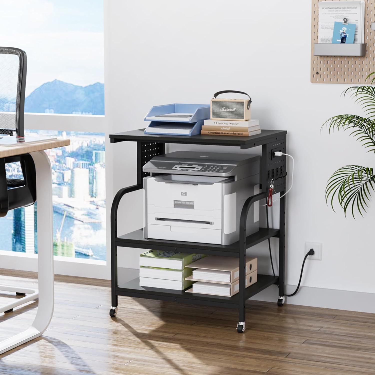 VINGLI 3 Tier Large Printer Stand with Power Outlet and USB Port
