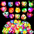 LED Light Up Rings 63 Pc Party Favor Pack - Colorful Flashing Fun
