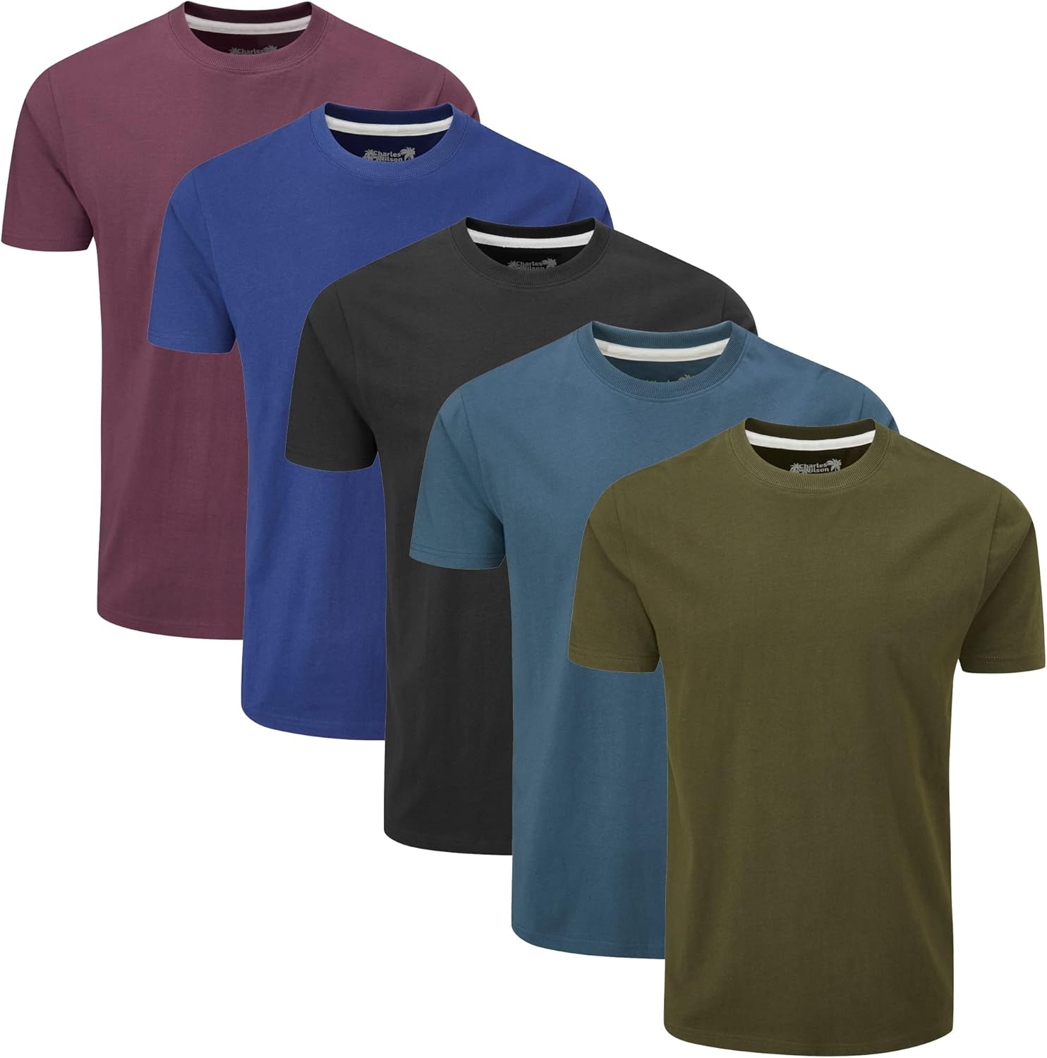 Midweight Crew Neck T-Shirt 5 Pack for Men - Stylish Comfort