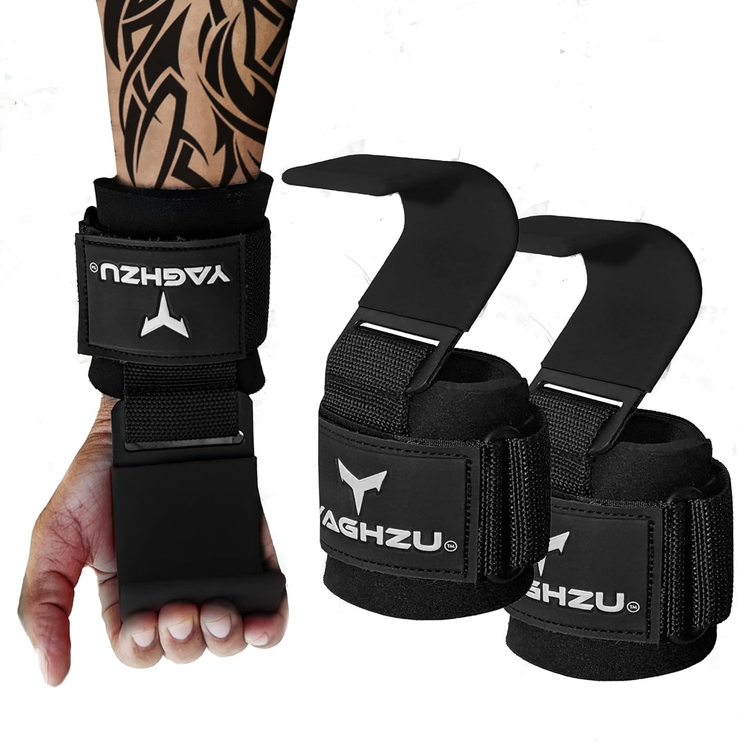 YAGHZU Padded Weight Lifting Hooks - Lift Heavy with Ease!